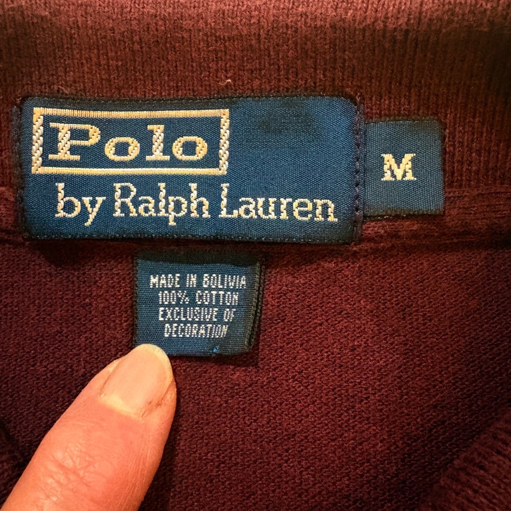 Polo Ralph Lauren Mens Burgundy Maroon Pique Cotton Short Sleeve Polo Shirt M - Picture 5 of 9